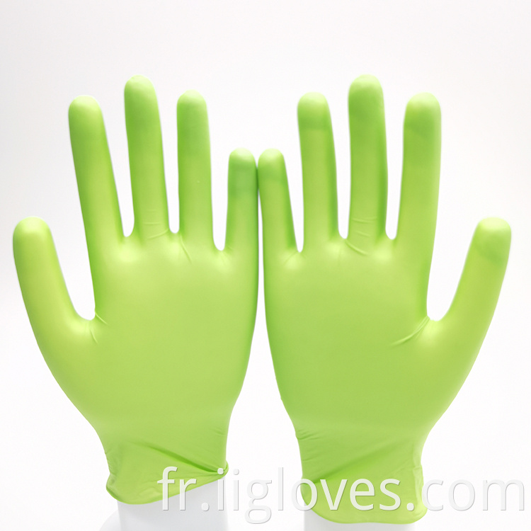 Gants de nitrile sans poudre blanc vert en gros avec des gants de nitrile